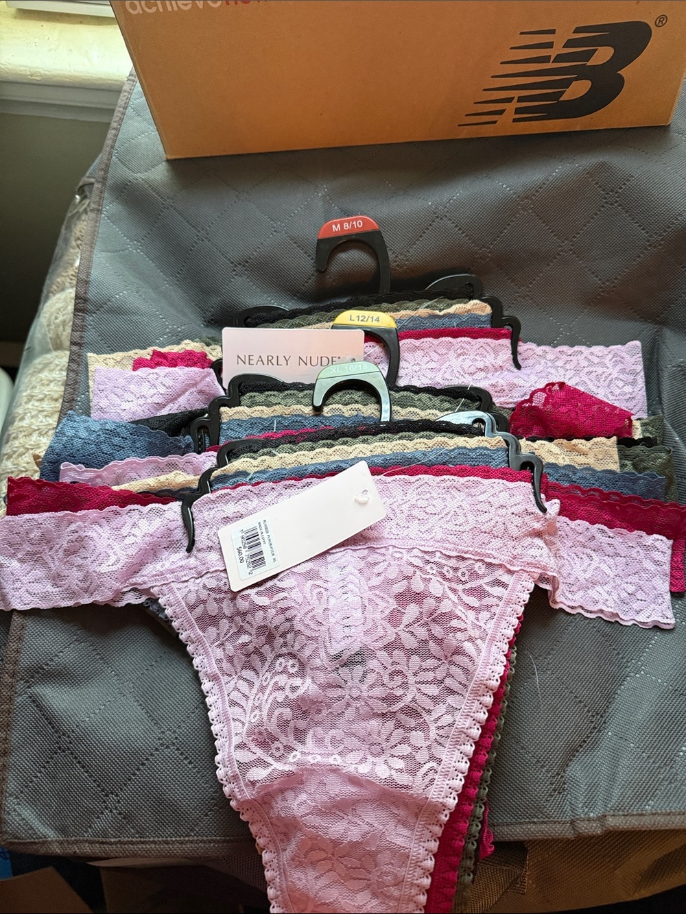 Nearly Nude Lace Thong Set in Lavender, Pink, Olive, Blue and Black - Picture 5 of 5